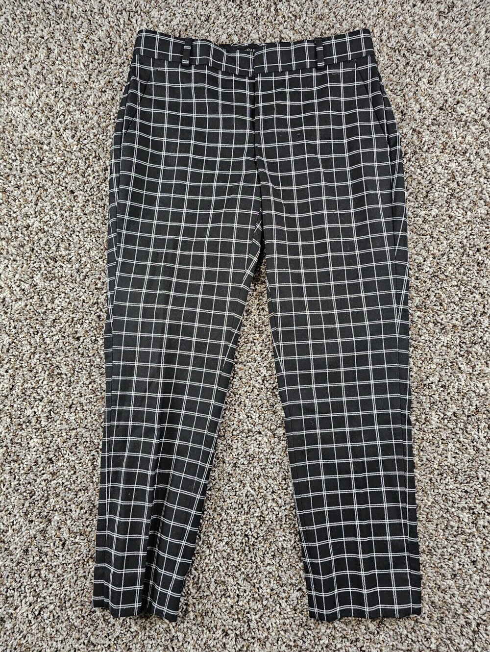 Banana Republic Womens Sz 0P Petite Avery Fit Pull On Dress Pants Black White